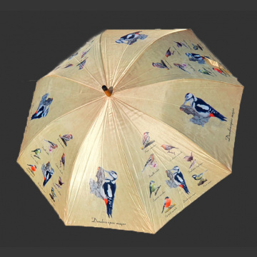 Lintuaiheinen sateenvarjo TP310, kuvat käpytikka ym.