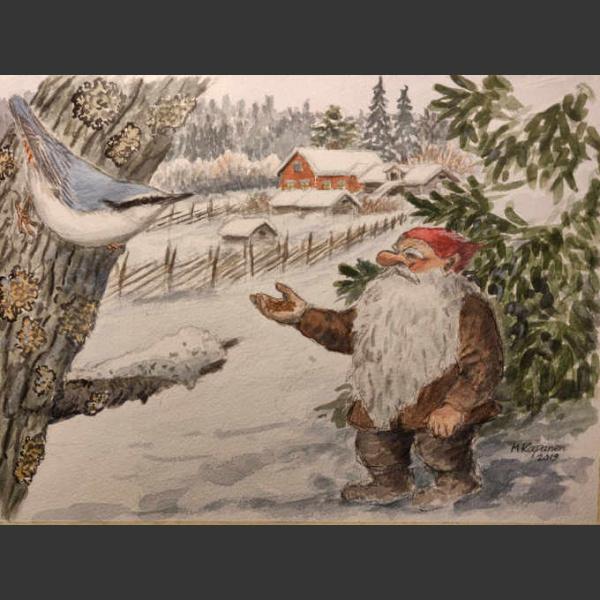 Pähkinänakkeli ja tonttu postikortti